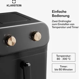 Klarstein AeroCrisp 6 Heißluftfritteuse 1700 W, Heißluftfritteuse, 80–200 °C, Zirkulierende Heißluft, CoolTouch-Gehäuse, Drehknöpfe, Schwarz