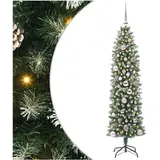 vidaXL Künstlicher schlanker Weihnachtsbaum Grün/Weiß 150 cm