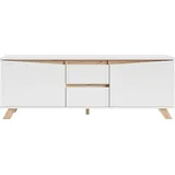 INOSIGN Lowboard Valentin, 160cm TV Board mit 2 Türen und 2 Schubkästen in modernem Skandi Design weiß