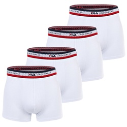FILA Herren Boxer Shorts, 4er Pack - Logobund, Cotton Stretch, einfarbig Weiß 2XL