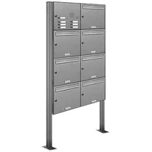 AL Briefkastensysteme 7er Premium Edelstahl Standbriefkasten Anlage mit Klingel Postkasten 2x4 S