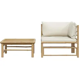 vidaXL Garten-Lounge-Set 2-tlg. cremeweiß Bambus
