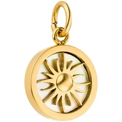 Ketten-Anhänger PURELEI "Schmuck Geschenk Sun Sonne Anhänger für Halskette, 23421-Charm-Sun", weiß (gelbgoldfarben, perlmuttfarben), Schmuckanhänger, Damen, Edelstahl, 1,5 g, mit Perlmutt