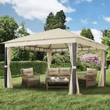 TOOLPORT Alu-Gartenpavillon 4 x 4 m inkl. Seitenteile champagner