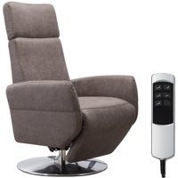 Cavadore TV-Sessel Cobra / Fernsehsessel mit 2 E-Motoren und Akku / Relaxfunktion, Liegefunktion / Ergonomie M / 71 x 110 x 82 / Lederoptik Dunkelbraun