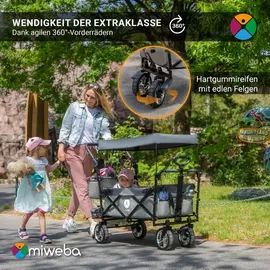 MIWEBA Bollerwagen MB-20 faltbar Beige/Bordeaux rot