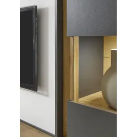 Home Affaire Wohnwand City/Giron, moderne Anbauwand, Komplettset in vielen Farben verfügbar, (Set, 3-St), enthält eine Vitrine & zwei Hängeschränke grau
