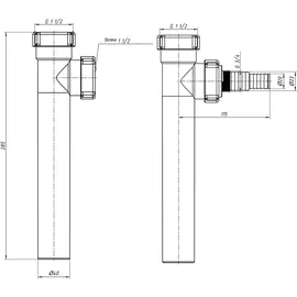 Belvit Tauchrohr 1 1/2" x 40 mm mit Geräteanschluss 3/4"