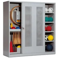C+P Sportgeräteschrank mit Lochblech-Schiebetüren (Typ 5), HxBxT 195x190x60 cm,