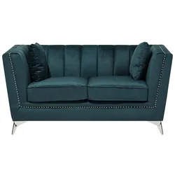 2-Sitzer Sofa Samtstoff blau-grün GAULA