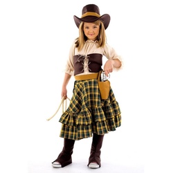 Limit Sport Kostüm Westerngirl, Fantasievolles Cowboykostüm mit tollen Details für kleine Mädchen gelb 98-110