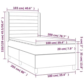 vidaXL Boxspringbett 100 x 200 cm Hellgrau
