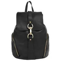 Forty° Cityrucksack echt Leder, Made in Italy, schwarz