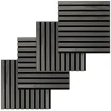 PROVISTON 4er SET Akustik 3D Wandpaneele 400 x 400 x 21 mm Furnierte MDF Holzlamellen in der Farbe Eiche dunkel Filz-Untergrund als Trägermaterial