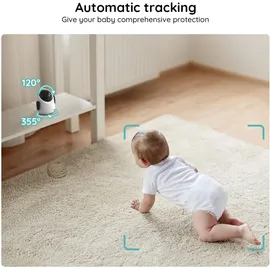 BOIFUN Babyphone mit 2 Kameras und App, Split-Screen-Ansicht, 4,3" WLAN Babyfon, - Weiß