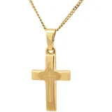 HOPLO Kreuzanhänger Kreuz Anhänger mit 1,1 mm Panzerkette 50 cm massiv 585 - 14 Karat Gold, Made in Germany 50 cm Unisex