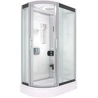 AcquaVapore Komplettdusche mit Schiebetür rechts 120 x 215 cm Weiß Sicherheitsglas D60-70M1L-ALL