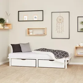 Homestyle4u Palettenbett 90 x 200 cm Weiß