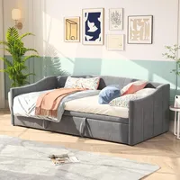 Quiaviank Tagesbett Ausziehbar 90/180x200 cm, Multifunktionsbett mit Schlaffunktion, Schlafsofa mit Lattenrost, Doppelschlafsofa für Wohnzimmer, Schlafzimmer, Samtstoff Grau, ohne Matratze