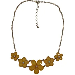Steuer Modeschmuck Collier Kette gold farben Blumen gelb gold Strass stein
