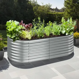 Tectake Hochbeet Flormma, 942l, verzinkt, 200x100x60cm - silber