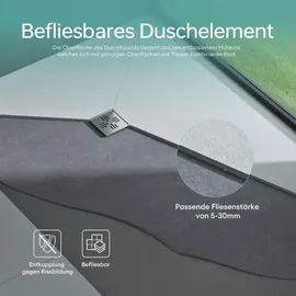 mai & mai Duschelement 80x100cm Duschboard befliesbar Duschelemente mit rinne Duschtasse bodeneben Gefälleplatte inkl. Ablaufgarnitur XPS