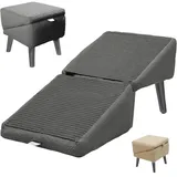 Haustierrampe, Faltbare Katzenrampe, Nicht-rutschige Hunderampe für kleine Hunde und Katzen, leichte und faltende Hundestufen für Hochbett und Sofa Pet Ramp (Grau, M)