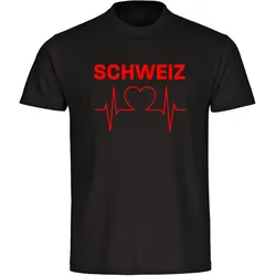 multifanshop Kinder T-Shirt - Schweiz - Herzschlag - Druck rot - Kind