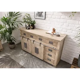 Massivmoebel24 Sideboard 150 x 90 x 45 cm Beige / Weiß