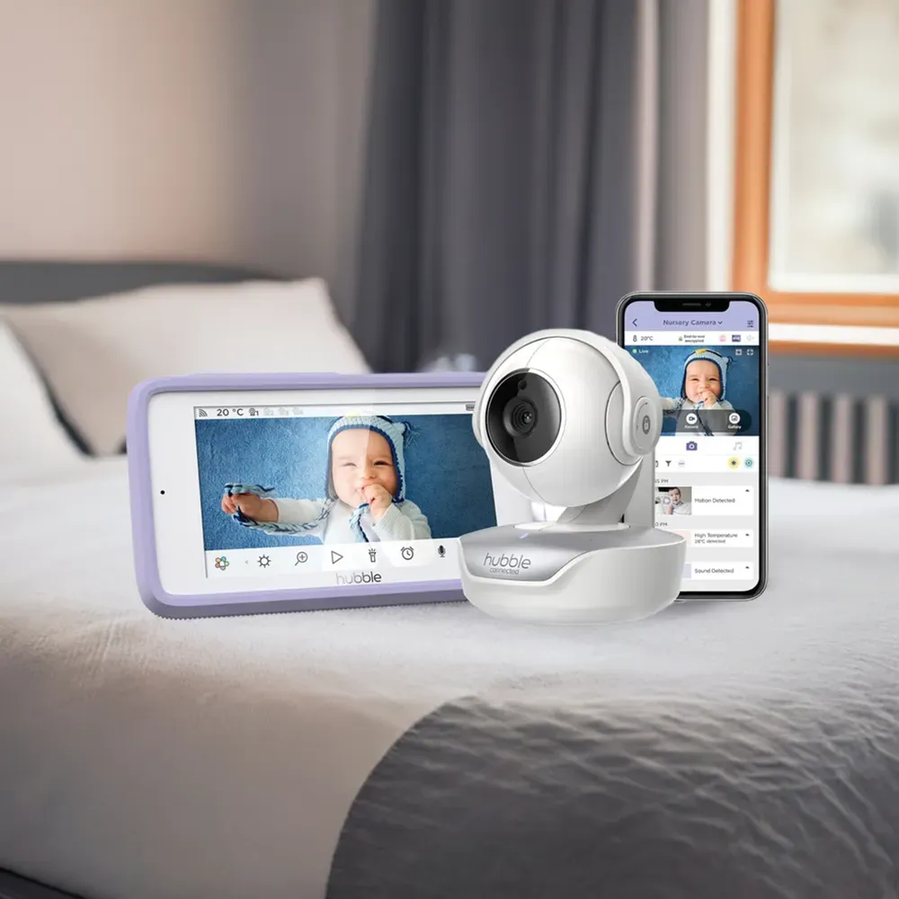 Hubble Baby Monitor mit Kamera, 5 Inch Touch Screen/Temperatur Sensor und Smartphone App