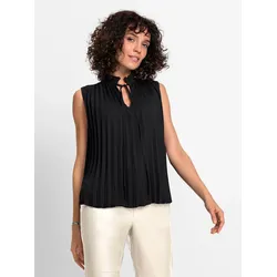 Blusentop INSPIRATIONEN, Damen, Gr. 42, schwarz, 100% Polyester, unifarben, V-Ausschnitt, ohne Ärmel, Blusen