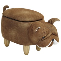 SVITA ANIMAL STORAGE Kinderhocker Tierhocker mit Stauraum gepolsterter Hocker mit Holzbeinen Braun Tier-Motiv Hund