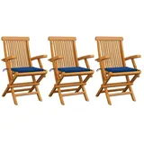 vidaXL Gartenstühle mit Königsblauen Kissen Gartenstuhl 60 x 60 x 89 cm blau 3 St.