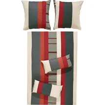 REDBEST Bettwäsche Single-Jersey rot-anthrazit Größe 1x 155x200 cm | 1x 80x80 cm