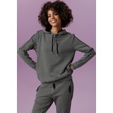 Aniston CASUAL Sweatshirt, Kapuze mit Bindeband regulierbar, schwarz-weiß,