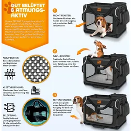 TRESKO Hundebox faltbar 70 x 52 x 52 cm Schwarz
