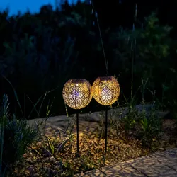 Lumisky Set aus 2 orientalischen Solarleuchten H45cm Kupfer Lumi jardin