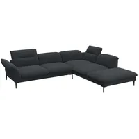 FLEXLUX Ecksofa Salino, Funktionssofa mit Ottomane, Relaxsofa, Ecksofa, Sofa mit Arm- und Kopfteil-Verstellungen, Kaltschaum & Stahl-Wellen grau