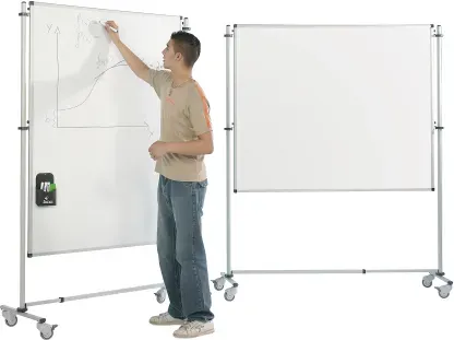 Fahrbare Tafel Weiß in Stahlemaille