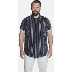 Streifenhemd CHARLES COLBY "Kurzarmhemd DUKE EREC", Herren, Gr. XXXL, blau (dunkelblau gestreift), comfort fit, Kurzarm, Hemden, mit Längsstreifen
