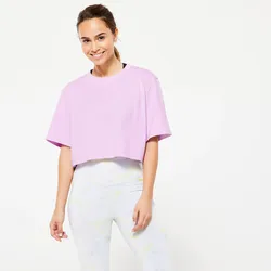 T-Shirt Crop Top Damen - blasslila, violett, 3XL