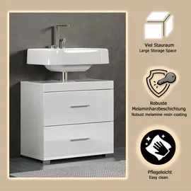 WELLTIME Waschbeckenunterschrank WELLTIME "Avena", weiß, B:60cm H:56cm T:34cm, Holzwerkstoff, MDF, Schränke, Waschbeckenunterschrank, Waschtisch mit 2 Schubkästen – (B/T/H) 60/34/56 cm