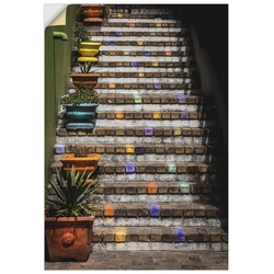 Wandbild ARTLAND „Die Treppe“ Bilder Gr. B/H: 50 cm x 70 cm, Wandaufkleber – Vinyl Gebäude Hochformat, 1 St., bunt Kunstdrucke als Alubild, Leinwandbild, Wandaufkleber oder Poster in versch. Größen