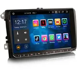 Erisin 9 Zoll Android 13 Autoradio 2 Din mit GPS Navi Für VW Crafter 2 Caddy Polo 6R Transporter T6 Amarok Skoda Yeti, Bluetooth 5.0 CarPlay Android Auto WiFi OPS DAB+DSP USB SWC DTV, 8-Kern 4GB+64GB