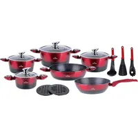 ZILNER 15-Teiliges Antihaftbeschichtet Kochtopfset Topfset Geshirrset Cherry Red Noir Zl-8520 - Rot