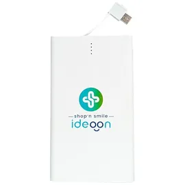 ideoon Kompakte Powerbank USB-C (4.000mAh) – Ultra-Slim Powerbank mit fest integriertem Kabel & Adapter – Mobiler Akku-Boost