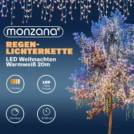 monzana Regenlichterkette LED warmweiß 20m
