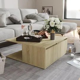 furnicato Couchtisch Sonoma-Eiche Braun 80 x 31 x 80 cm