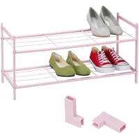 Relaxdays Schuhregal, 6 Paar Schuhe, 2 Ebenen, offen, erweiterbar,