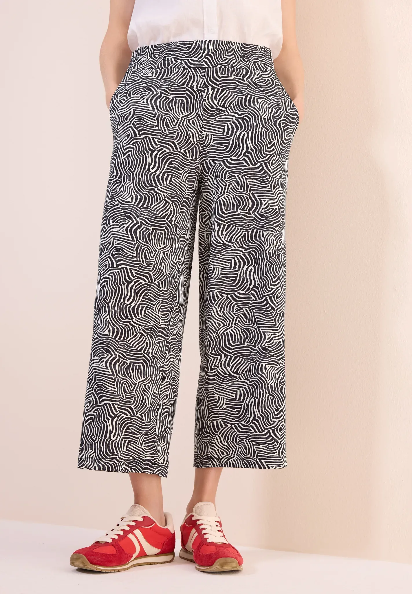 Marlene-Hose CECIL, Damen, Gr. XXL, Länge 24, grau (volcanic grau), Stoff, 95% Viskose, 5% Elasthan, bedruckt, weit knöchelfrei, Hosen, im Loose Fit